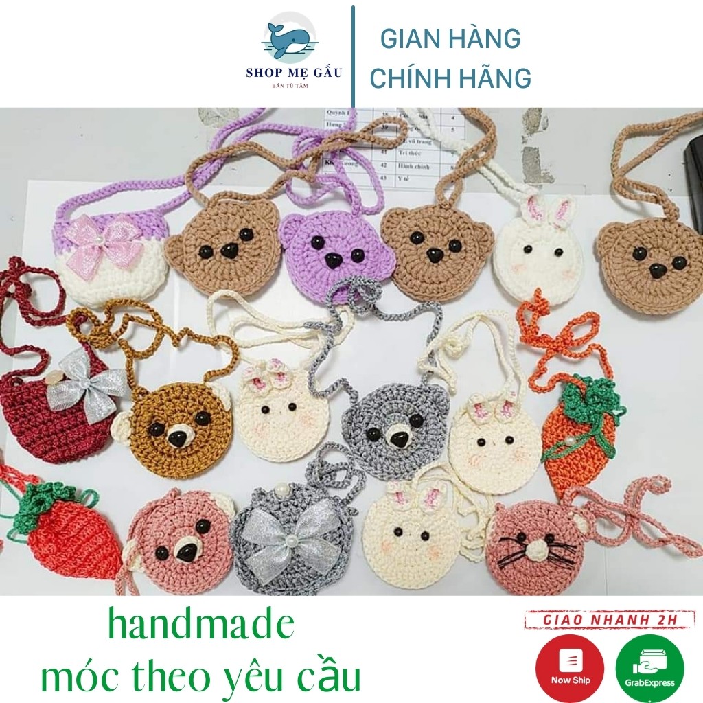 Túi đựng tỏi cho bé HANDMADE Túi đựng tỏi hình thú xinh xắn chất sợi dệt