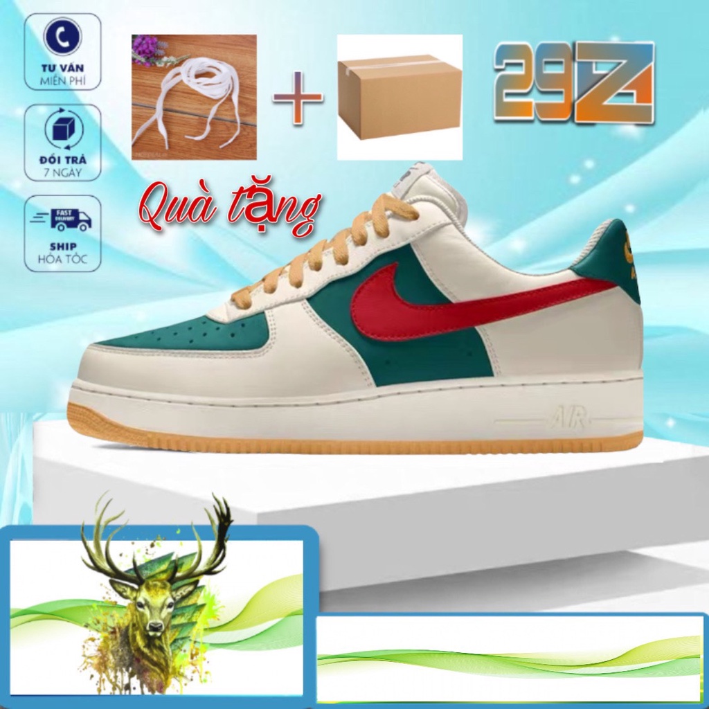 Full bill box 🎁 Giày AF1 id gucci xanh đỏ nam nữ, Giày thể thao air Force GC vạch xanh đỏ Full Box