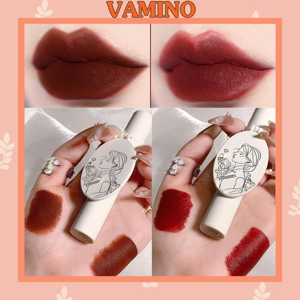 Son kem lì Vamino lâu trôi chống nước dưỡng mềm môi kèm gương xinh SS15 | BigBuy360 - bigbuy360.vn