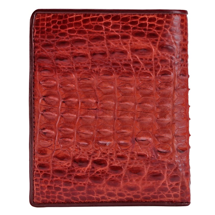 Ví nam da cá sấu nguyên con kiểu đứng Huy Hoàng màu nâu đỏ HP2237