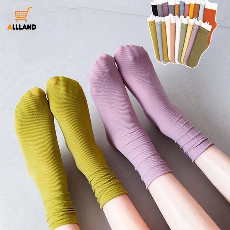 1 Đôi Vớ Ống Rộng Màu Sắc Đơn Giản Thoáng Khí Cho Nữ