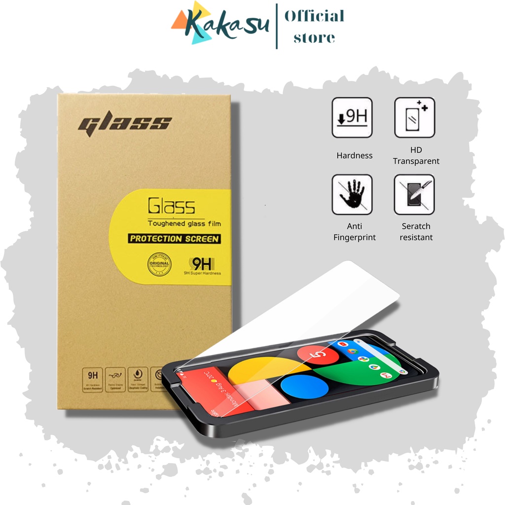 Kính cường cao cấp cho Google Pixel 4A/ 4A 5G/ 5/ 5A/ 6 - đạt chuẩn 9H - có khung dán thao tác cực kì dễ