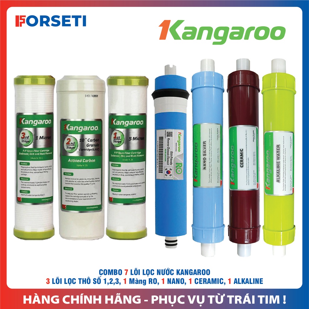 Trọn bộ 7 lõi lọc nước Kangaroo chính hãng dùng cho máy lọc nước Kangaroo KG2207P