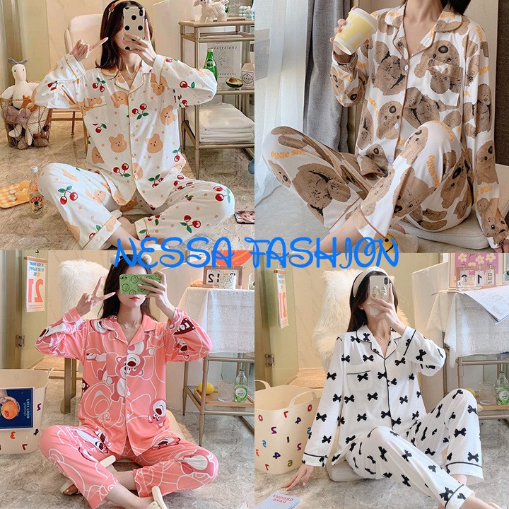 XẢ KHO 50K Bộ Đồ Ngủ Nữ Mặc Ở Nhà Quần Áo Dài Tay Thu Đông Xuân Dễ Thương