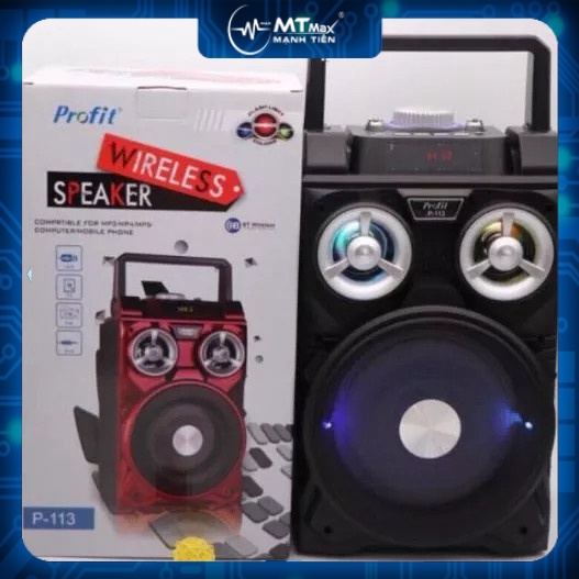 MT MAX Loa bluetooth karaoke Profit P113/P115 - Bass 6.5 inch, kèm đèn led bắt mắt - Tặng 1 micro có dây