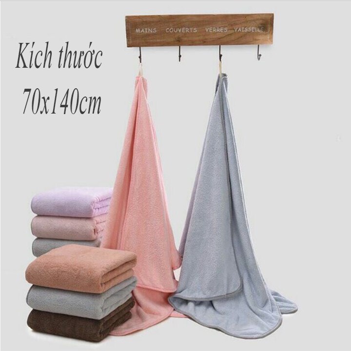 Khăn tắm lông cừu Hàn Quốc màu trơn sợi cotton size lớn 70x140cm, nặng 300g