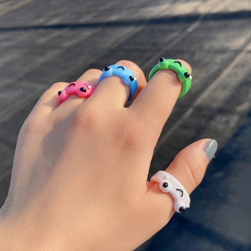 Nhẫn nhựa hình chú ếch thời trang nhiều màu cho nam và nữ Nhẫn acrylic Hình Ếch Hoạt Hình Đáng Yêu Cho Cặp Đôi