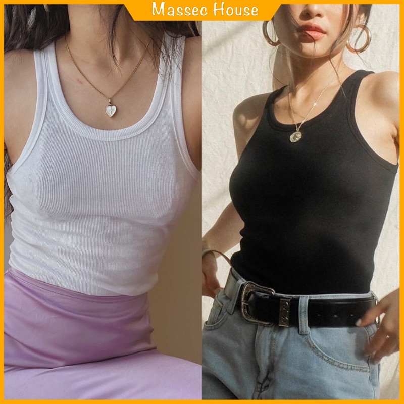 Áo Ba Lỗ Nữ Dáng Dài MASSEC Chất Thun Gân Co Giãn, Vải dày Loại 1 - A18