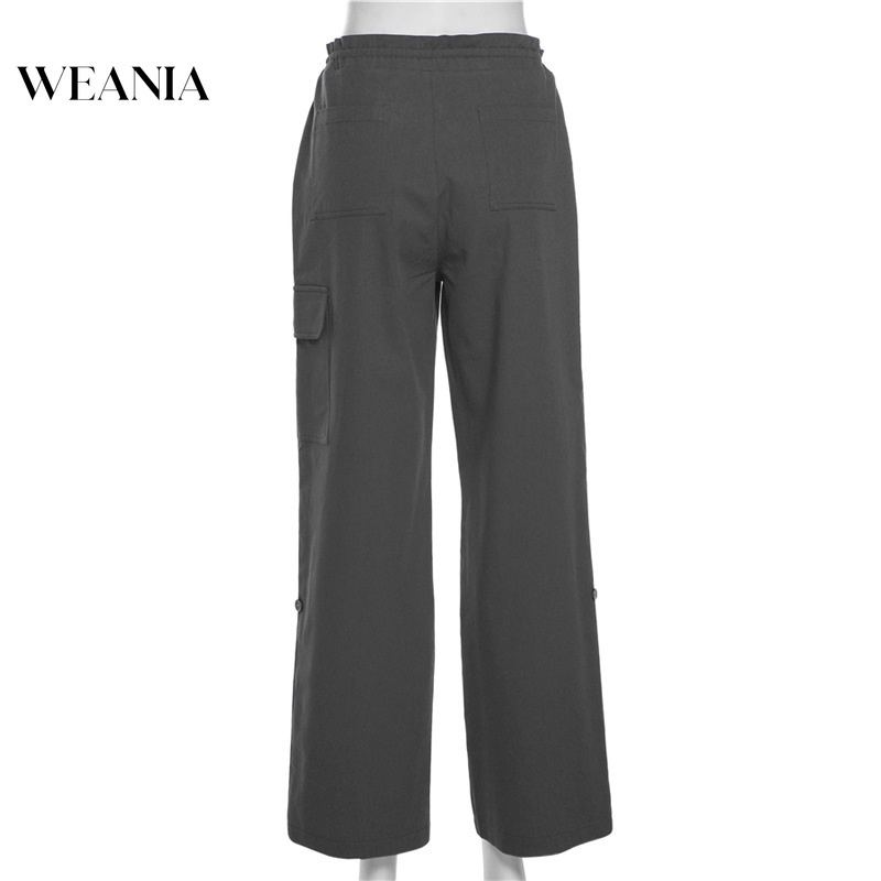 Quần Dài Lưng Cao Dáng Rộng Thời Trang Đường Phố Cá Tính Cho Nữ