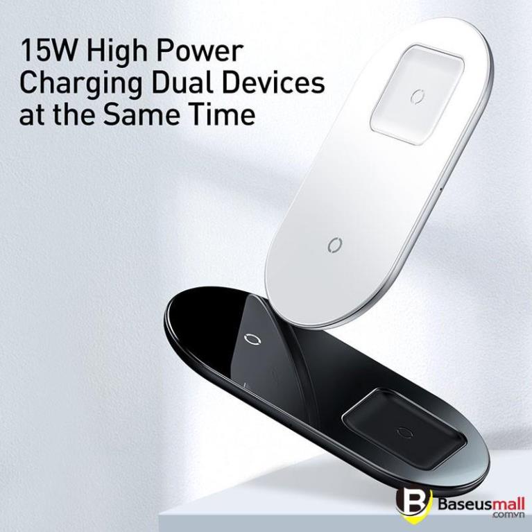 Baseus -BaseusMall VN Đế sạc nhanh không dây Baseus Simple 2 in 1 Wireless Charger 15W