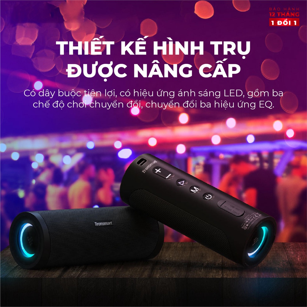 Loa Bluetooth Tronsmart T6 Pro 45W Chống nước IPX6 Ghép nối 2 loa - Hàng chính hãng - Bảo hành 12 tháng
