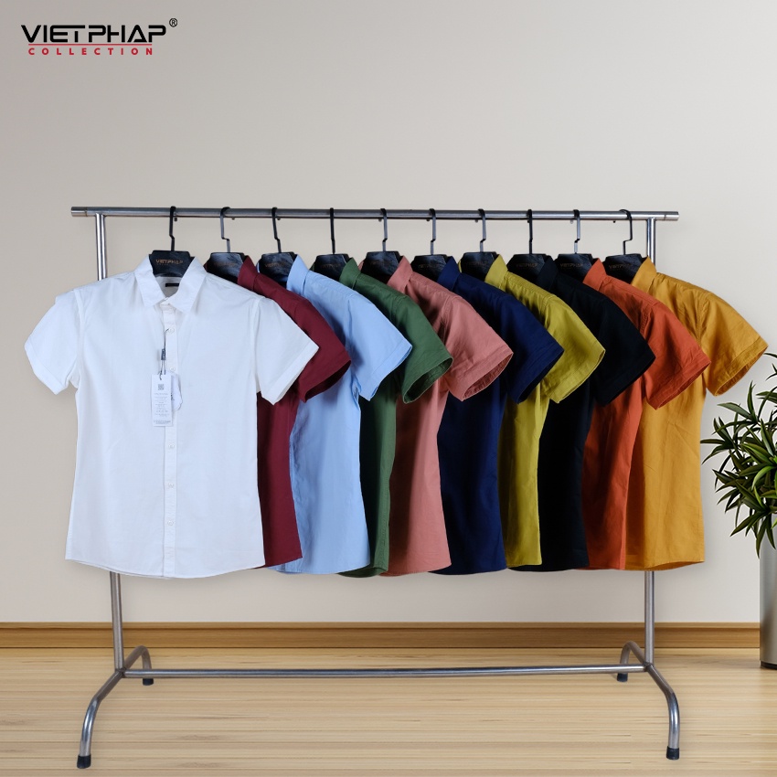VIETPHAP Áo Sơ Mi Nam Tay Ngắn vải kakis mềm Cao Cấp 706-hàng chính hãng