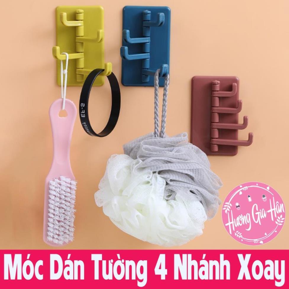 Móc Dán Siêu Chắc Xoay 4 Nhánh Treo Chìa Khóa, Đồ Dùng Nhà Tắm [Thanh Mai Shop]