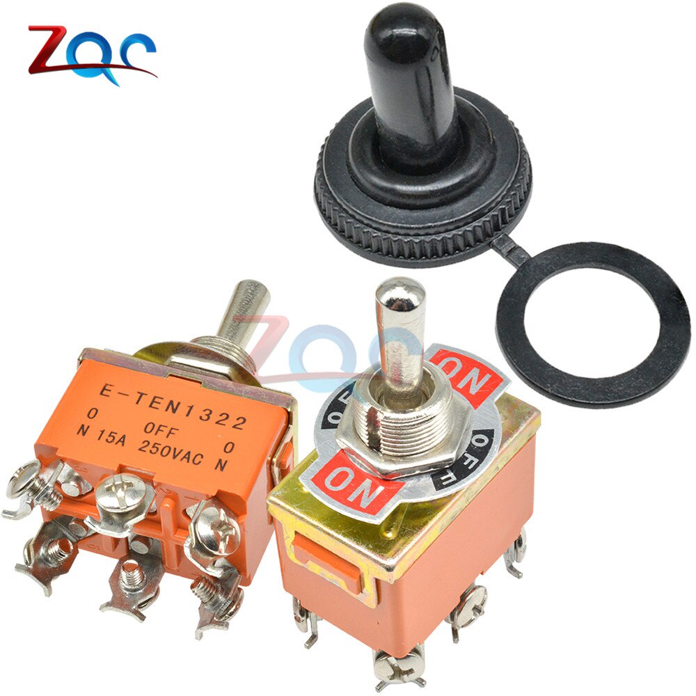 Mini Auto Công Tắc Chuyển Đổi Tự Động 250v 15a 6 Pin Dpdt On-Off-On 3 Vị Trí E-Ten1322 Màu Cam