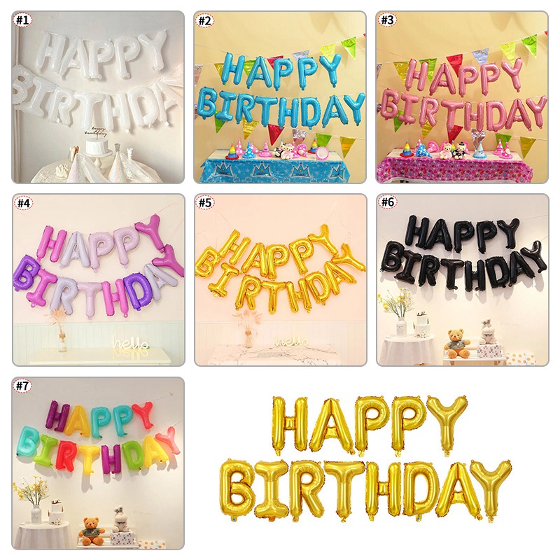 Bong Bóng Nhôm Chữ Happy Birthday 16 Inch Dùng Trang Trí Tiệc Sinh Nhật