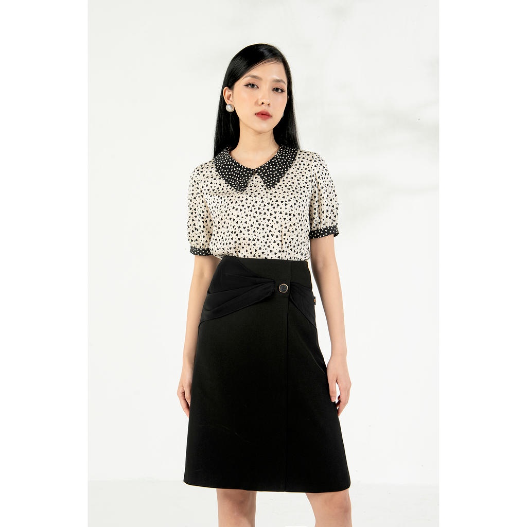 Áo cổ tim, phối tim đen MMOutfit M-AO031220027