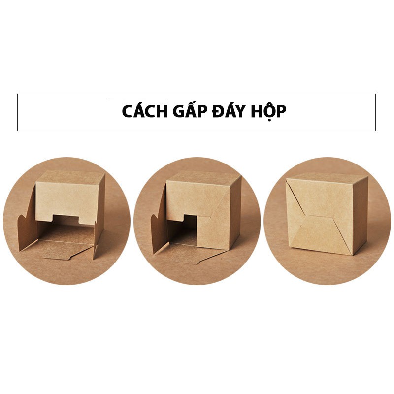 Hộp quà kraft vuông nắp cài thắt nơ kèm rơm lót, hộp giấy kraft mini 2 màu | BigBuy360 - bigbuy360.vn