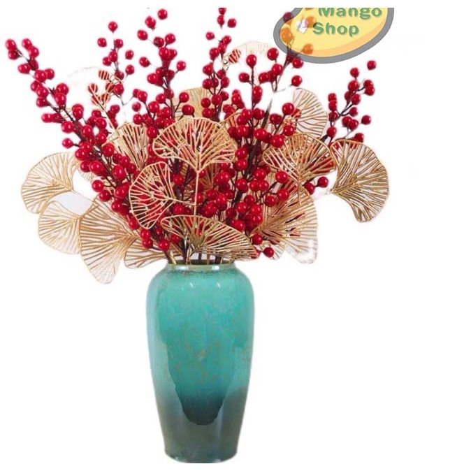 Cành Lá Rẻ Quạt Vàng Decor Trang Trí Chụp Ảnh