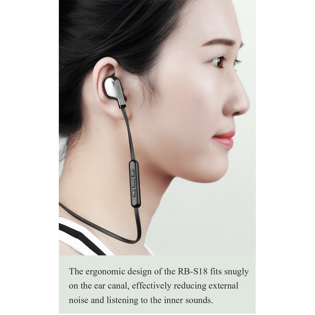 Tai nghe nhét tai Remax RB-S18 kết nối bluetooth âm thanh stereo sống động có nam châm hít