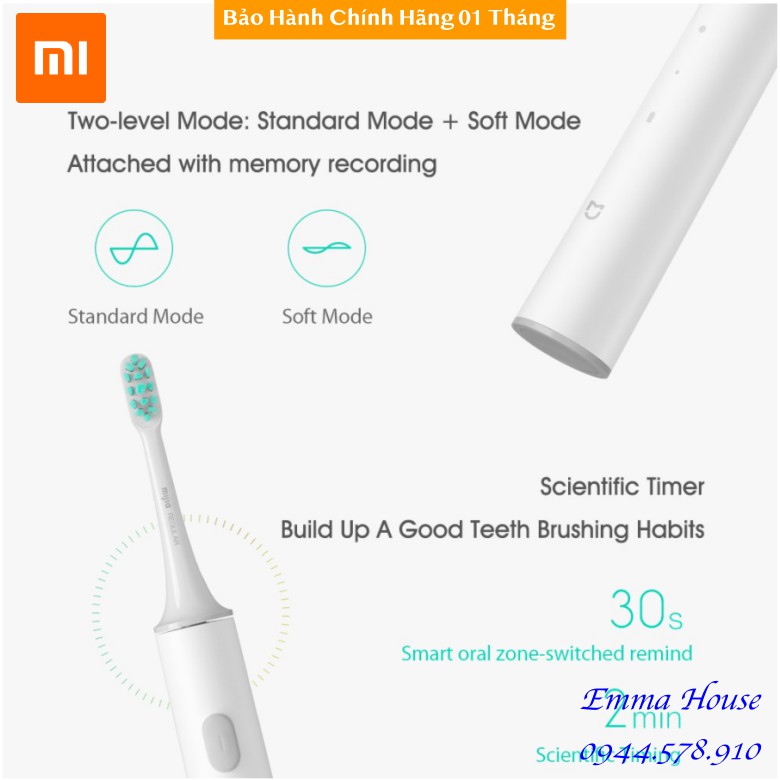 [Hàng Chính Hãng] Combo Bàn chải đánh răng điện Xiaomi Mijia T300 - BH 01 Tháng