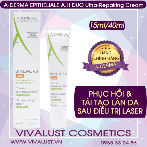 Kem Dưỡng ADerma Epitheliale A.H Duo Ultra Repairing Cream (15ml/40ml) - Phục Hồi Và Tái Tạo Làn Da Sau Khi Laser