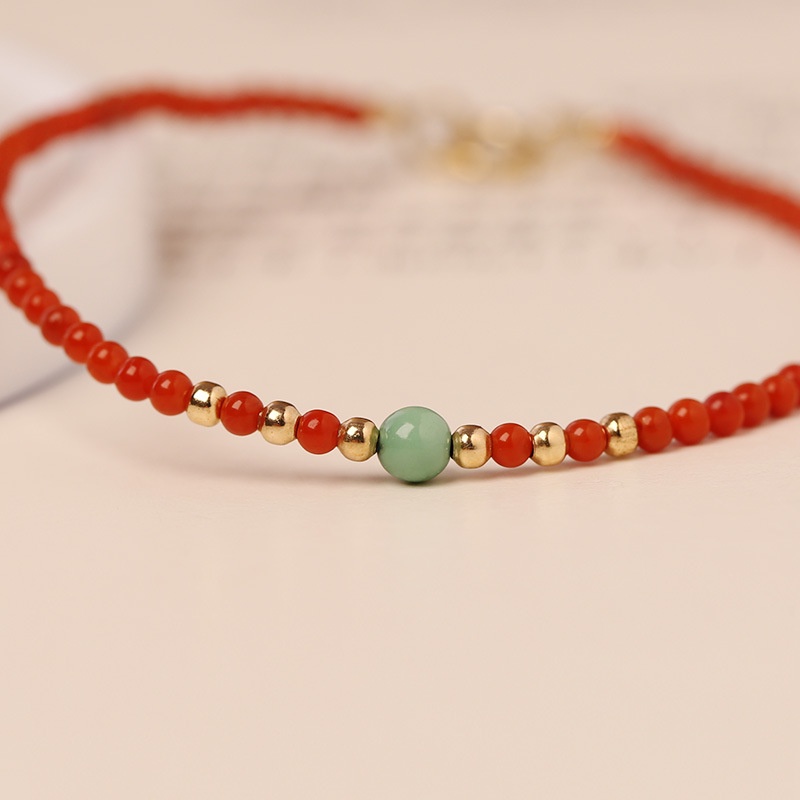 [Hàng Mới Về] Vòng Tay Hạt Đá Mã Não Đỏ Phong Cách Dân Tộc