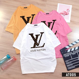ÁO THUN Nữ TAY LỠ FORM RỘNG Unisex - Áo Thun Rộng Phông Mặt IN CHỮ ĐƠN GIẢN LV Freesize