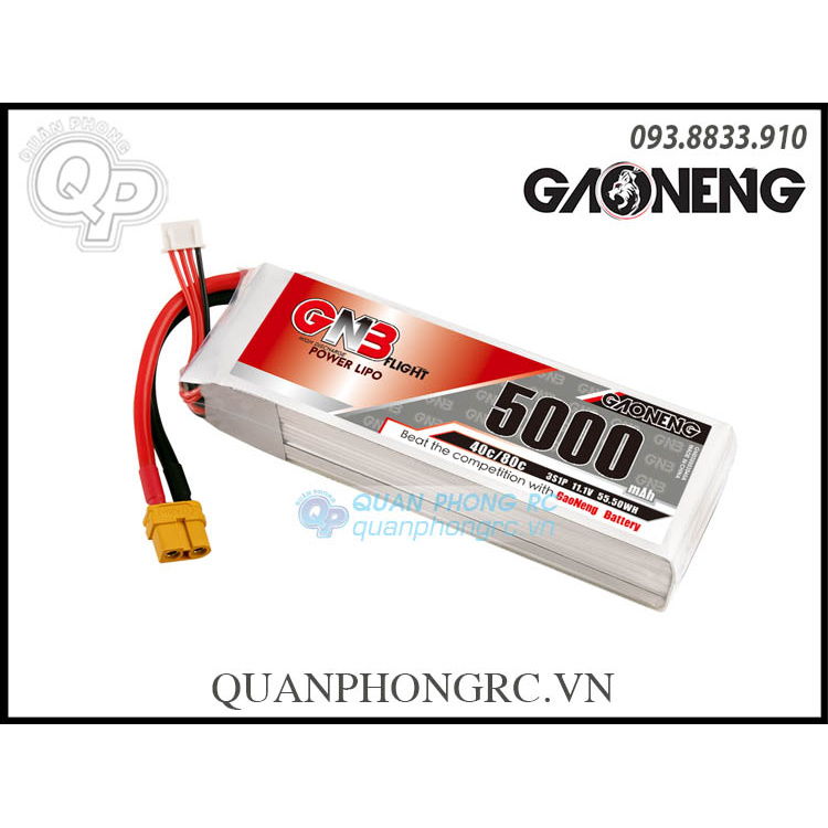 Pin GNB 5000mAh 3S 40C 11.1V LiPo Battery XT60