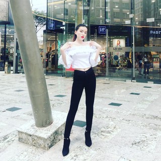 Quần Skinny jeans nữ đen trơn phong cách thời trang Five Jeans