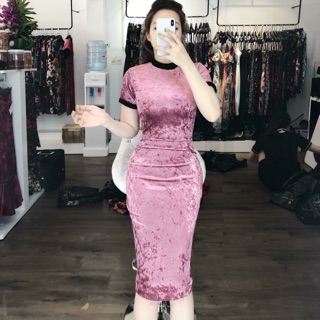 Váy nhung nhám body