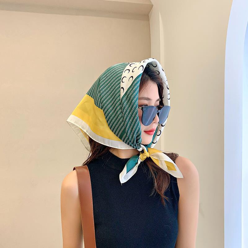 Khăn lụa vuông choàng cổ Khăn turban vuông phong cách Hàn Quốc