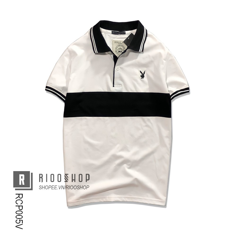 Áo thun nam ngắn tay cổ bẻ hai màu vải cotton cao cấp RCP005V - áo polo nam đẹp RIOOSHOP | BigBuy360 - bigbuy360.vn