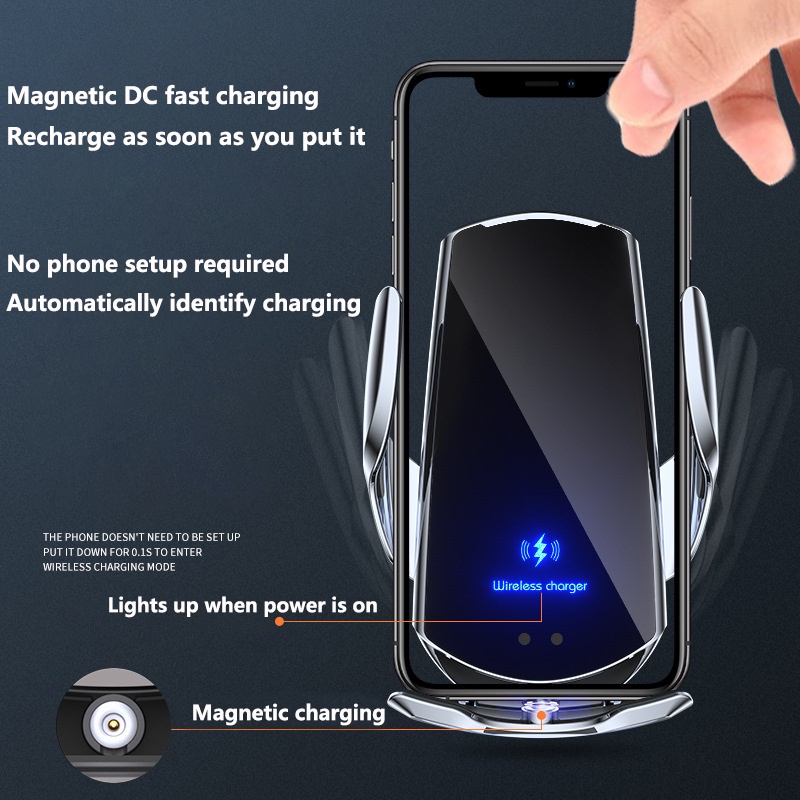 Đế Sạc Điện Thoại Không Dây Cảm Ứng Mở Và Đóng Xe Hơi