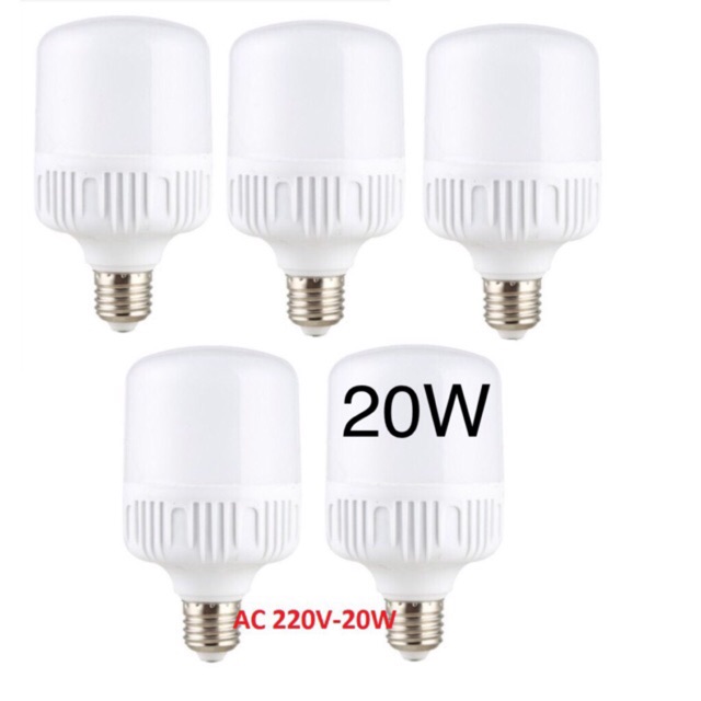 Combo 5 Bóng LED trụ 20W Siêu Sáng, Tiết kiệm điện ( ánh sáng trắng)