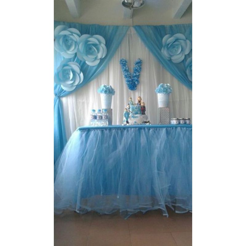 Vải voan lưới tutu tông xanh trời giá 1m dài của Vải rẻ HB shop