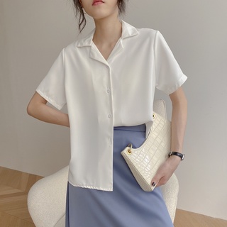 Áo sơ mi CCVN cho nữ cổ ve áo màu trắng phong cách Hàn Quốc thời trang