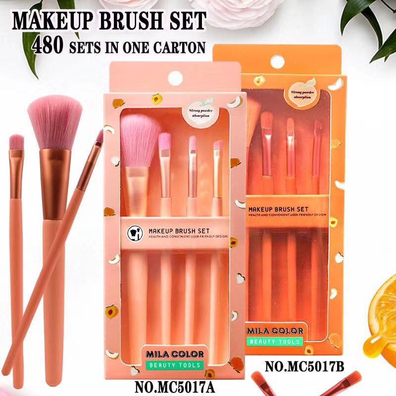 Bộ 4 Cọ Trang Điểm Tone Cam Hồng MILA COLOR Beauty Tools