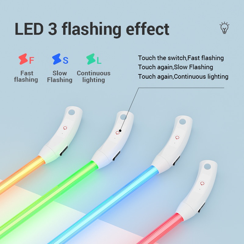 Đèn LED cho chó cổ áo USB Sạc đèn nhấp nháy Vòng cổ cho thú cưng phát sáng Vòng cổ cho chó