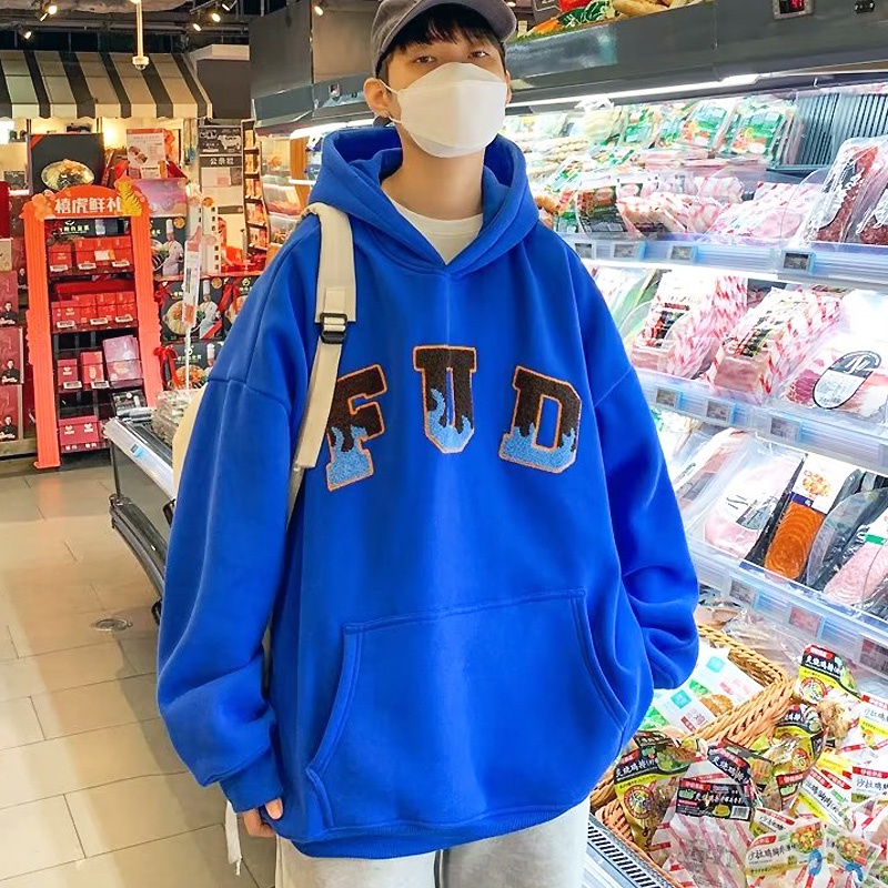 Áo Hoodie Kích Thước Lớn Thêu Hình Kangaroo Màu Xanh Dương Chất Lượng Cao Thời Trang Mùa Thu Cho Nam Và Nữ