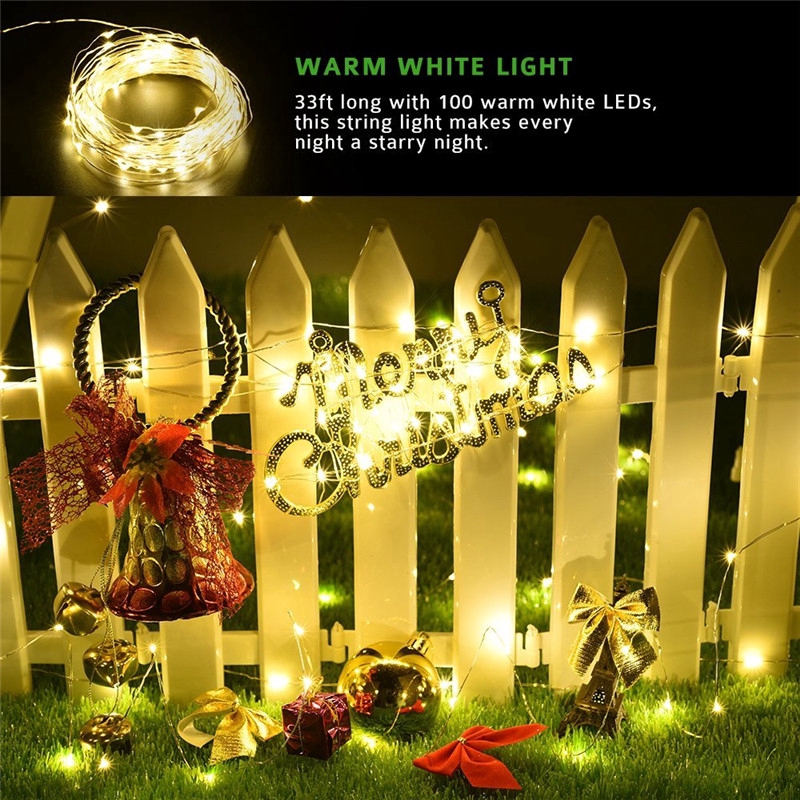 Dây đèn 100 led chống thấm nước dài 10m để trang trí ngoài trời