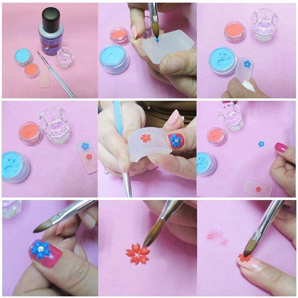 Set 6 Khuôn Silicone Trong Suốt Hỗn Hợp Trang Trí Móng Tay 3D