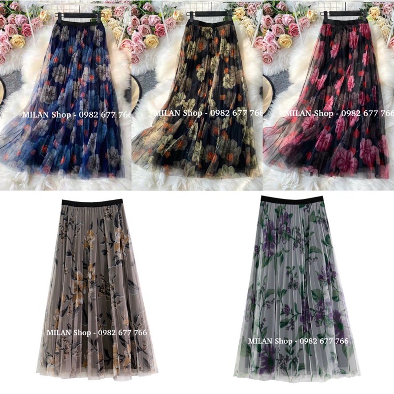 Chân váy xếp ly hoạ tiết hoa 3d nhiều mẫu, màu sang sịn | BigBuy360 - bigbuy360.vn