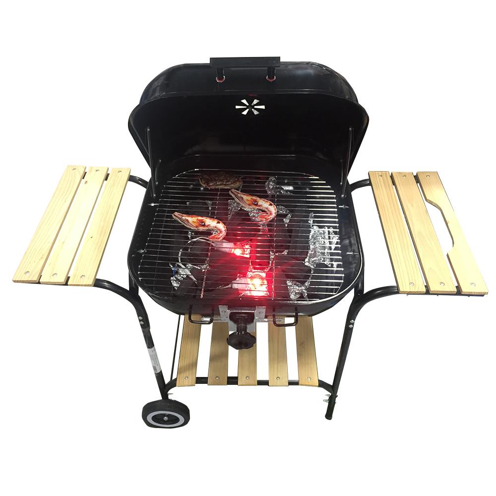 HomeBase SPRING Bếp nướng BBQ than hoa ngoài trời có kệ để thức ăn N104xC86xS57cm màu đen