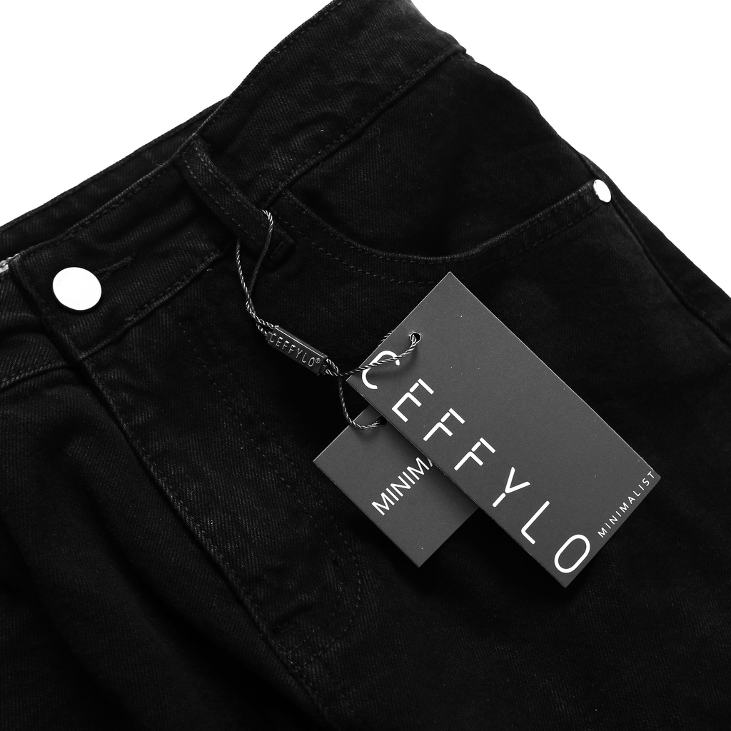 Quần Jeans rách gối Đen nam form slimfit CEFFYLO , chất Jean thun co giãn nhẹ