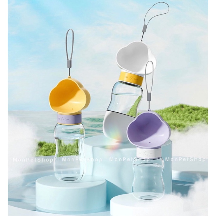 Bình nước du lịch cho thú cưng hình đám mây 2in1