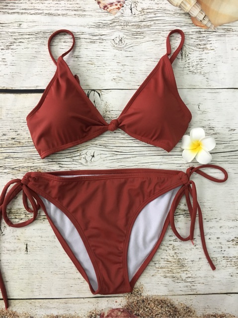 Đồ bơi bikini áo nút giữa ngực cạp thấp siêu tôn dáng, 7 màu | WebRaoVat - webraovat.net.vn