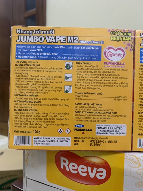 NHANG TRỪ MUỖI JUMBO VAPE M2 HƯƠNG HOA LÀI 120g