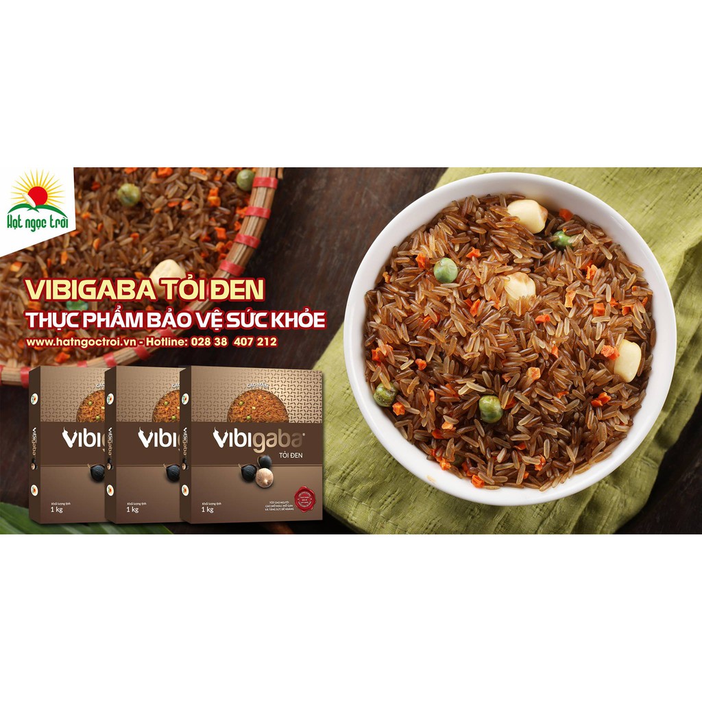 Gạo Mầm Vibigaba Tỏi Đen Hộp 1Kg - Hỗ trợ giảm mỡ máu, mỡ gan, tăng cường sức đề kháng, ổn định đường huyết và huyết áp