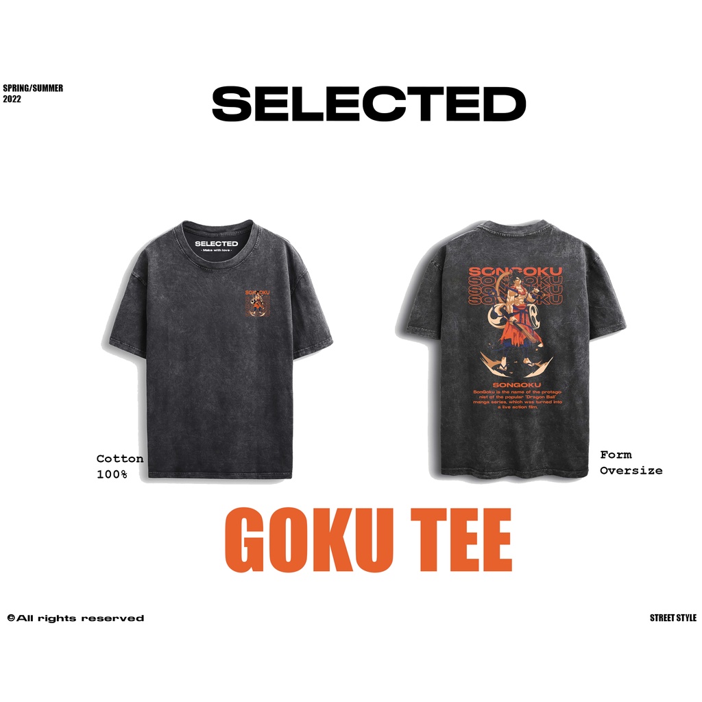Áo thun tay lỡ nam nữ in hình Songoku , Vải Cotton Form Oversize - SELECTED.STORE