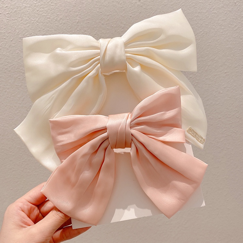 Kẹp Tóc Nơ Vải Satin Chất Lượng Cao Phong Cách Hàn Quốc